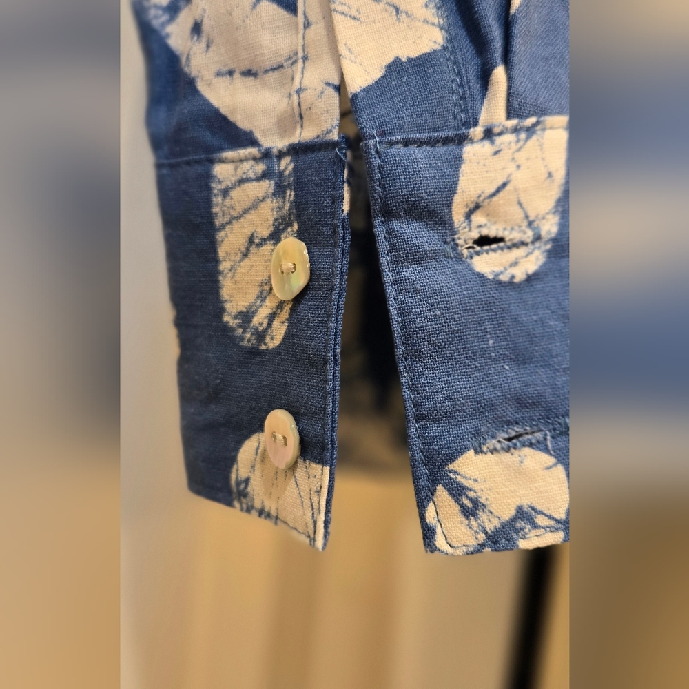 Haute Hippie Blue and White Abstract Long Sleeve Top - Picture 3 of 7